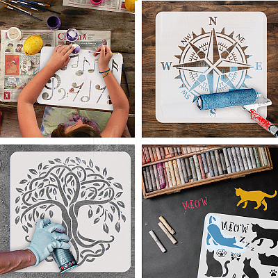 Large Plastic Reusable Drawing Painting Stencils Templates DIY-WH0172-710-1