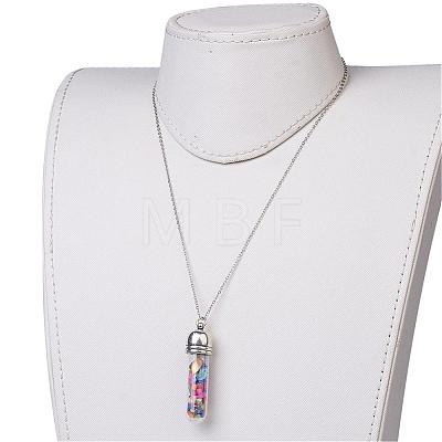 Mixed Stone Pendant Necklaces NJEW-JN01751-1