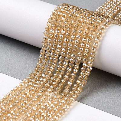 Transparent Electroplate Glass Beads Strands GLAA-H021-01B-PL01-1