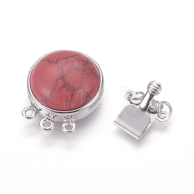Synthetic Red Turquoise Box Clasps G-L473-E04-1