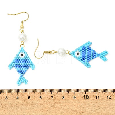 304 Stainless Steel with Glass Cylinder Seed Beads Dangle Earrings EJEW-MZ00815-02-1