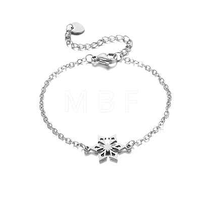304 Stainless Steel Snowflake Link Bracelets WG8CA7E-01-1
