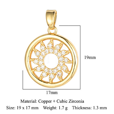 Brass Micro Pave Clear Cubic Zirconia Pendants ZIRC-OY001-16G-1