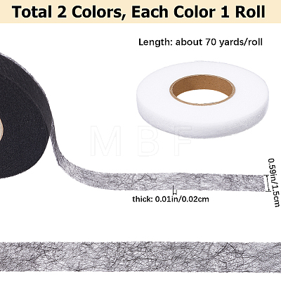 Gorgecraft 2 Rolls 2 Colors Non-woven Fabric Polyamide Double-sided Hot Melt Adhesive Film DIY-GF0009-33B-1