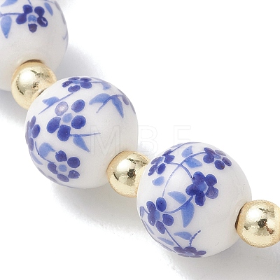 Handmade Flower Printed Porcelain Ceramic & Electroplate Non-magnetic Synthetic Hematite & Alloy Beaded Stretch Bracelets BJEW-JB13532-1