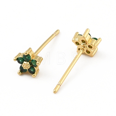 Cubic Zirconia Flower Stud Earrings EJEW-C035-15G-01-1