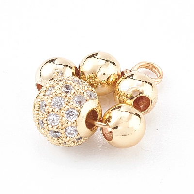 Brass Micro Pave Clear Cubic Zirconia Charms PALLOY-JF00638-01-1