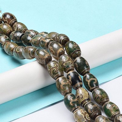 Tibetan Style dZi Beads Strands TDZI-E005-01B-1