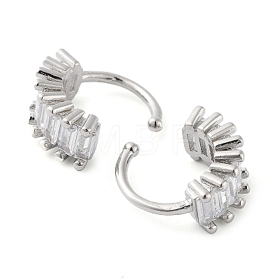 Brass Micro Pave Cubic Zirconia Cuff Earrings for Women EJEW-D088-06P-1