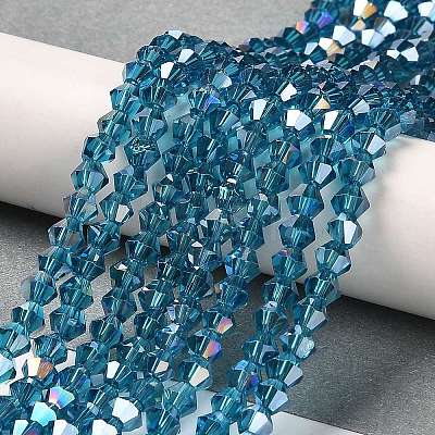 Transparent Electroplate Glass Beads Strands GLAA-F029-4mm-A01-1