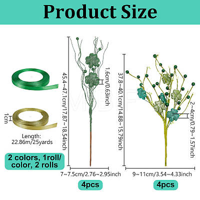 8Pcs 2 Styles Silk Cloth Artificial Clover Cuttings AJEW-OC0015-61-1
