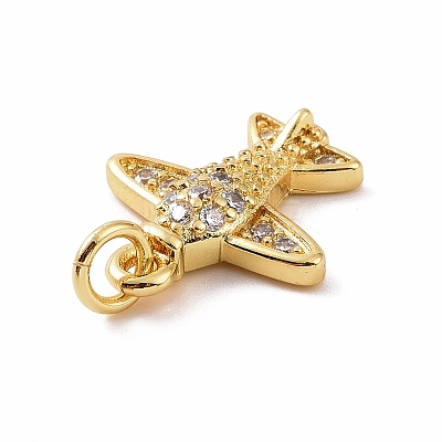 Brass Micro Pave Cubic Zirconia Charms X-KK-C012-42G-1