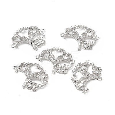 Brass Micro Pave Clear Cubic Zirconia Connector Charms KK-E068-VB054-1