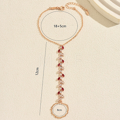 Elegant Brass Pave Clear and Red Cubic Zirconia Leaf Slave Bracelets YE0972-1