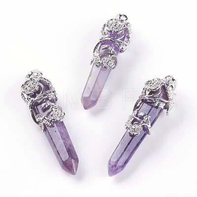 Natural Amethyst Big Pointed Pendants G-A172-16C-1