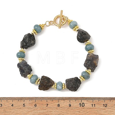 Raw Rough Natural Iolite & Dyed White Jade Beaded Bracelets for Women BJEW-JB14443-1