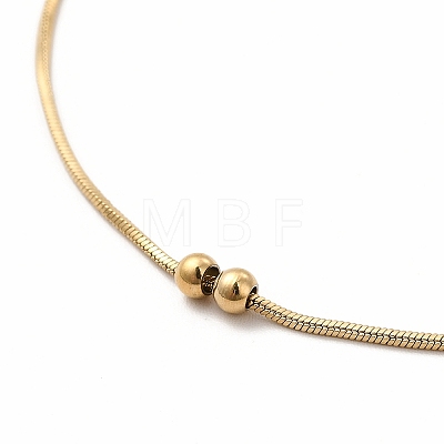 Ion Plating(IP) 304 Stainless Steel Round Beaded Round Snake Chains Slider Bracelet for Women BJEW-E074-02G-1