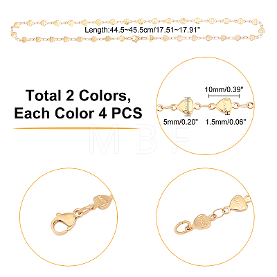 UNICRAFTALE 8Pcs 2 Colors 304 Stainless Steel Chain Necklaces NJEW-UN0001-32-1