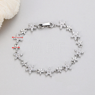 Brass & Clear Cubic Zirconia Link Chain Bracelets WG4C692-01-1