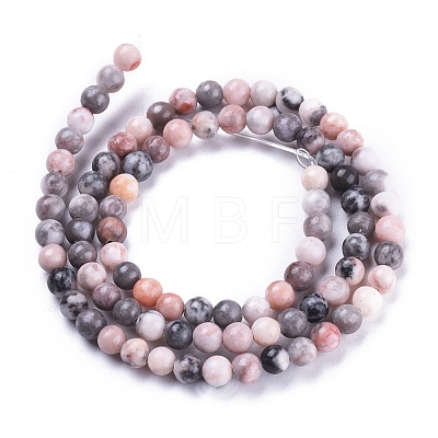 Natural Pink Zebra Jasper Beads Strands G-K410-04-4mm-1