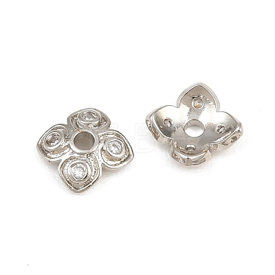 Brass Micro Pave Clear Cubic Zirconia Bead Caps CU-CBA6A75-26P-1