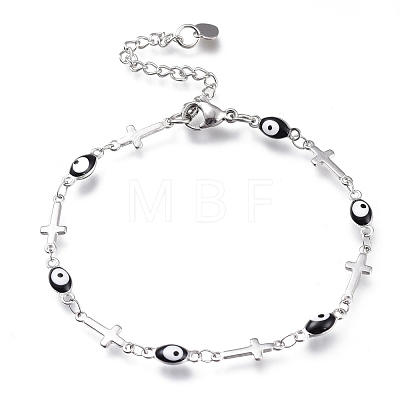 304 Stainless Steel Link Bracelets BJEW-M203-06P-A-1