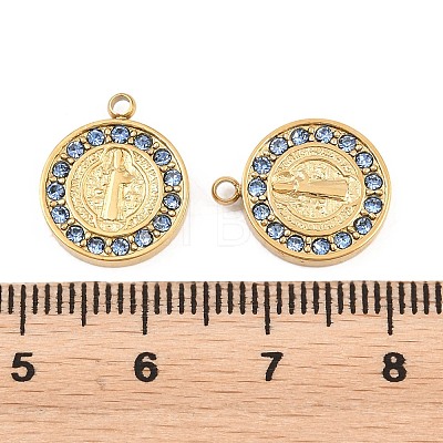 304 Stainless Steel Rhinestone Pendants STAS-Z202-05G-02-1