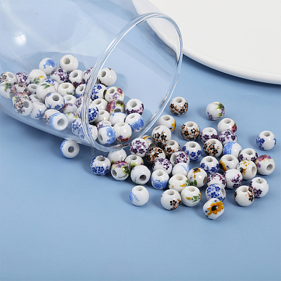 Globleland 210Pcs 6 Style Handmade Porcelain Beads PORC-GL0001-01-1
