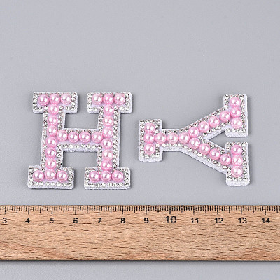 26Pcs Letter A~Z Glass Rhinestone with Plastic Cloth Patches PATC-T002-01-1