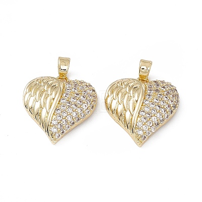 Brass Clear Cubic Zirconia Pendants KK-E068-VA126-2-1