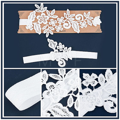 Polyester Lace Elastic Bridal Garters DIY-WH0308-149A-1