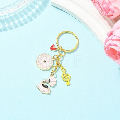 Alloy Enamel Disc & Gramophone & Musical Note Pendant Decorations KEYC-YW00286-02-1