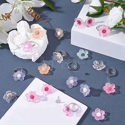 DIY Flower Stud Earring and Finger Ring Making Kit DIY-SZ0008-42-1