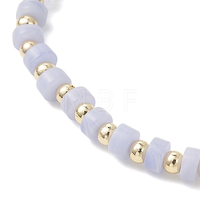 Natural Green Aventurine & Rose Quartz & Howlite & White Jade & Yellow Aventurine & Synthetic Blue Lace Agate & Brass Beads Stretch Bracelets for Women BJEW-JB13334-02-1