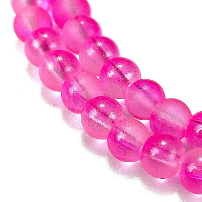 Frosted Transparent Glass Bead Strands GLAA-P065-6mm-11-1