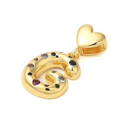 Rack Plating Brass Micro Pave Clear Cubic Zirconia Perdants KK-C067-12G-G-1