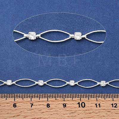 Handmade Brass Pave Clear Cubic Zirconia Horse Eye Link Chains CHC-G027-03S-1