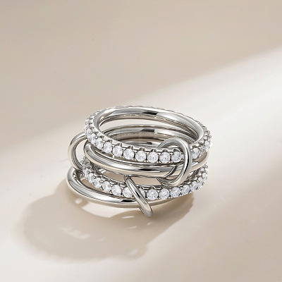 Brass Micro Pave Cubic Zirconia Finger Rings FS-WG6545E-12-1