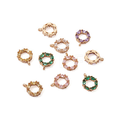  Jewelry 10Pcs 5 Colors Brass Micro Pave Cubic Zirconia Charms KK-PJ0001-23-1