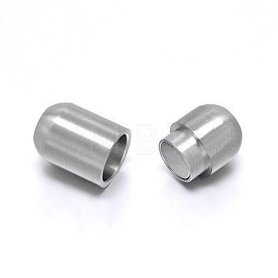 Barrel 304 Stainless Steel Magnetic Clasps with Glue-in Ends STAS-D059-18B-1