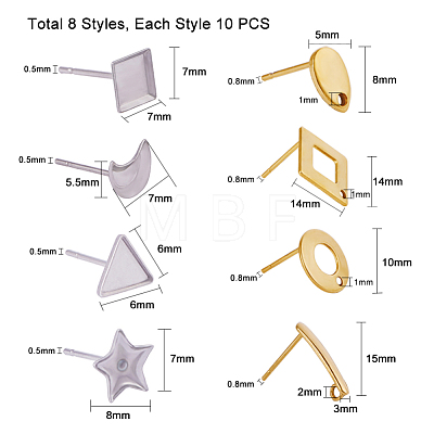 304 Stainless Steel Stud Earring Components STAS-PH0004-09-1