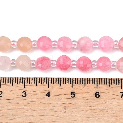 Cherry Quartz Glass  & Dyed Natural White Jade Beads Strands G-Z135-B01-1