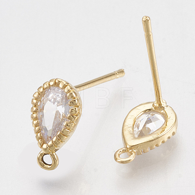 Brass Cubic Zirconia Stud Earring Findings KK-T035-05-1