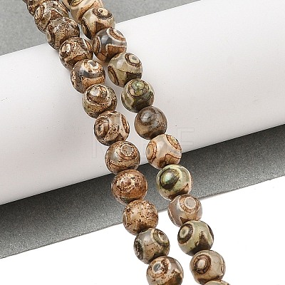 Natural Tibetan 3-Eye dZi Agate Beads Strands G-A240-A01-02-1