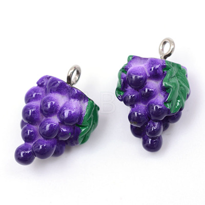 Autumn Theme Grape Resin Pendants X-RESI-R184-06-1