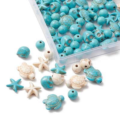130Pcs 8 Styles Dyed Synthetic Turquoise Beads G-FS0005-69-1