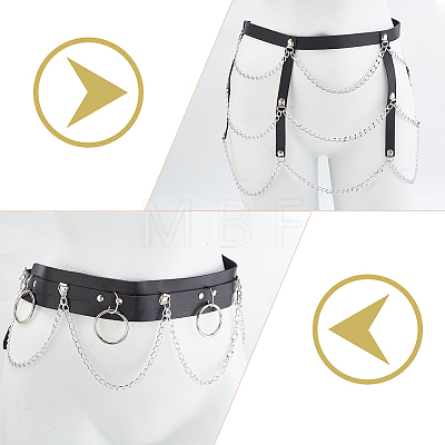 WADORN 2Pcs 2 Style Punk Style PU Leather Corset Belts AJEW-WR0002-05-1