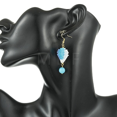 304 Stainless Steel with Glass Cylinder Seed Beads Hot Air Balloon Dangle Earrings EJEW-MZ00820-1
