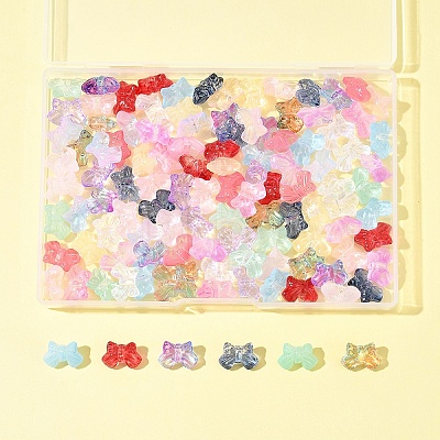 120Pcs 15 Colors Transparent Spray Paint Glass Beads GLAA-FS0002-12B-1