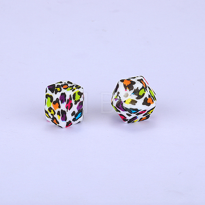 Colorful Pattern Printed Silicone Focal Beads SI-JX0022A-11-1